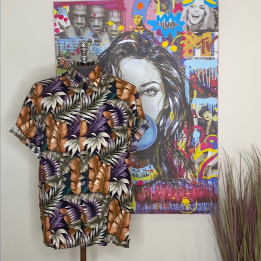 Pierre Cardin 100% rayon Floral Shirt